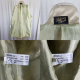 Sabing Bach Silk Ruched Open Front Swing Blazer Jacket Womens L Diagonal Striped
