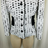 Nolan Miller Avant Garde Black & White Rutched Polka Dots Bow Jacket Womens 6 HK