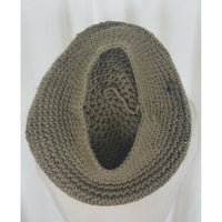 Vintage Knit Crochet Beret Flat Flexible Stretch Circle Rope Look Hat Tan Olive