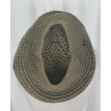 Vintage Knit Crochet Beret Flat Flexible Stretch Circle Rope Look Hat Tan Olive