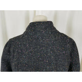 Vintage Saril Black Wool Speckled Short Peacoat Bomber Jacket Womens L USA Knit