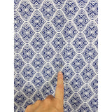 Vintage Kresge Jupiter Woven MCM Design FABRIC Blue White 1.75 + yards Medallion