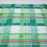 Vintage Seersucker Puckered Plisse Fabric Green Plaid Woven Cotton 5+ Yards