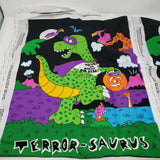 Terror-Saurus Fabric Panel Glow in the Dark Vintage Dinosaur Trick or Treat Bag