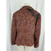 Vintage 80s CanvasBacks Wool Silk Patchwork Art to Wear Woven Jacket Womens 14