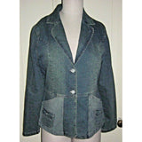 Vese Stretch Blue Jean Denim Blazer Style Jacket Womens M Faded Distressed 90s