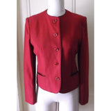 Sterns Worsted Wool Twill Collarless Button Up Cropped Jacket Womens 8 Vintage