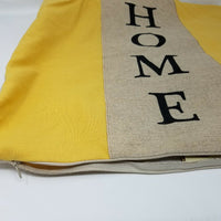 Domain Home Jute Linen Canvas Look Pillow Cover Sham 18x18 Logo Cotton Yellow