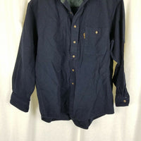 Pendleton Fitted Patch Elbows Wool Trail Shirt Mens Size L Navy Blue Button Up