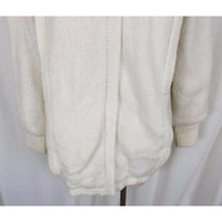 Carlisle Couture White Long Zip Up Cardigan Knit Sweater Jacket Coat Womens S