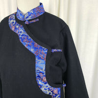 Changsan Mandarin Collar Wool Silk Jacket Asian Frog Closures Womens S Nepal VTG