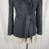 Gap Funnel Neck Belted Tie Double Breasted Twill Short Trench Coat Womens S 2009