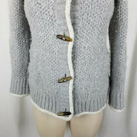 LL Bean Hooded Shearling Lined Wool Toggle Knit Sweater Jacket Cardigan Womens S