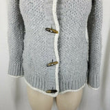 LL Bean Hooded Shearling Lined Wool Toggle Knit Sweater Jacket Cardigan Womens S