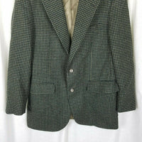 Evan Picone Filenes Wool Checked Sport Coat Jacket Blazer Mens L Blue Tan USA