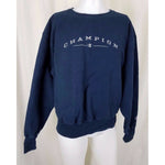 CHAMPION Embroidered Logo Reverse Weave Jersey Knit Crew Sweatshirt Mens L Navy