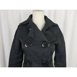 Soia & Kyo S&K Black Double Breasted Swing Trench Coat Womens S Houndstooth Chic