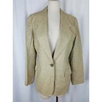 Vintage Linda Allard Ellen Tracy Silk Wool Checked Blazer Skirt Suit Womens 8