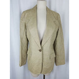 Vintage Linda Allard Ellen Tracy Silk Wool Checked Blazer Skirt Suit Womens 8