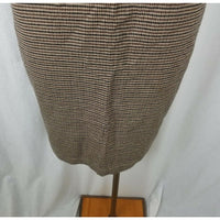 Vintage Lands End Houndstooth Checked Stretch Pencil Skirt Womens 8 Brown Black