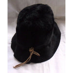 Vintage Le Charme Creations LADIES BUCKET HAT Black Faux Fur Musketeer Austria