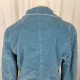 LL Bean Riding Equestrian Corduroy Blazer Jacket Womens 12P Blue 3 Button Up