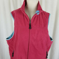 Vintage LL Bean Polartec Fleece Vest Contrast Watermelon Womens 1X Plus Zip Up