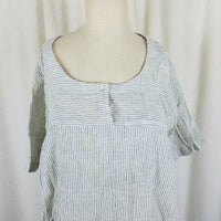 Anavila Pinstriped Linen Tunic Long Blouse Top Womens S Designer Mini Dress