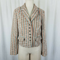 LL Bean Signature Boucle Textured Woven Cotton Wool Blazer Jacket Womens 6