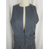 Vintage Handmade 1950s Wool Tweed Mod Dress Vest Jacket Skirt Suit Womens M Gray