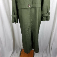 Nuage Long Anorak Raincoat Trench Coat Womens 12 Green Crosshatch Cape Top 126