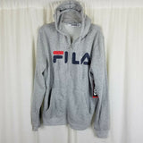 Fila Training Spell Out Logo Full Zip Up Gray Hoodie Sweatshirt Mens M Gray NWT
