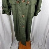 Nuage Long Anorak Raincoat Trench Coat Womens 12 Green Crosshatch Cape Top 126