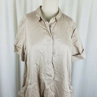 J.Jill Tan Chambray Denim Jean Tunic Sack Shirt Dress Womens XL Pet Cotton Khaki