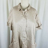 J.Jill Tan Chambray Denim Jean Tunic Sack Shirt Dress Womens XL Pet Cotton Khaki