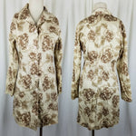 White House Black Market Floral Midi Long Blazer Jacket Coat Womens S Roses Tan