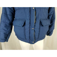 Vintage LL Bean Winter Puffer Parka Jacket Womens M Navy Blue 60s 70s Rockabilly