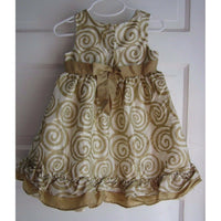 Cherokee Satin Tulle Gold Swirled Party Formal Holiday Dress Baby Girls 24M