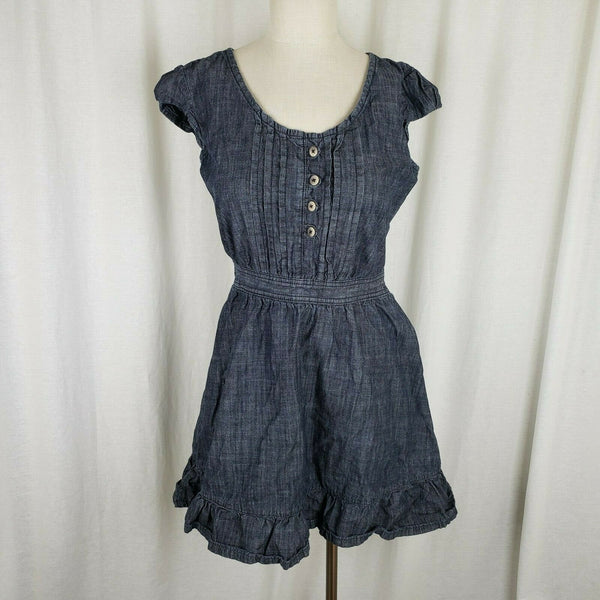 Clock House Denim Blue Jean Rockabilly Swing Fit & Flare Dress Womens sz 40 S M