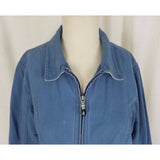 LL Bean Sunwashed Blue Canvas Zip Up Short Barn Coat Denim Jean Jacket Womens L