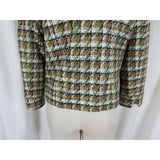 Millard Fillmore Green Houndstooth Tweed Cropped Jacket Womens 10 Woven Vegan