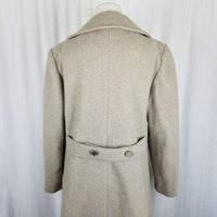 Vintage Tan Wool Half Belted Back Fit & Flare Peacoat Coat Womens S Fuzzy Winter