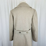 Vintage Tan Wool Half Belted Back Fit & Flare Peacoat Coat Womens S Fuzzy Winter