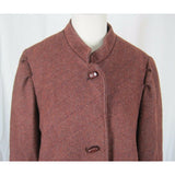 Vintage Mid Century Burnt Orange Brown Wool Mottled Tweed Coat Cloak Womens S M