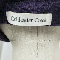 Coldwater Creek Wool Boucle Cap Short Sleeve Button Blazer Vest Plum Womens 10