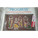 Vintage NOS PROGRESS Creative Crewel Stitchery Candy Shelf 238 Kitsch EMBROIDERY