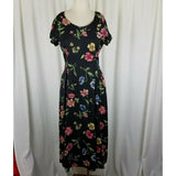 Rena Rowan for Saville Floral Maxi Fit & Flare Twirl Dress Womens 4 80s Vintage