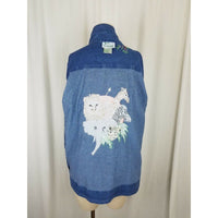 Quacker Factory Wild Jungle Zoo Animals Patch Denim Blue Jean Jacket Womens M