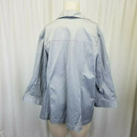 Weekends by Chico's 3/4 Sleeves Jacket Womens 3 XL 16 Silver Gray Pleated Collar