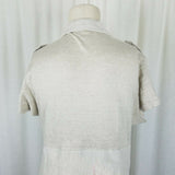 Boston Proper Linen Military Safari Knit Maxi Shirt Dress Womens M Vintage Tan